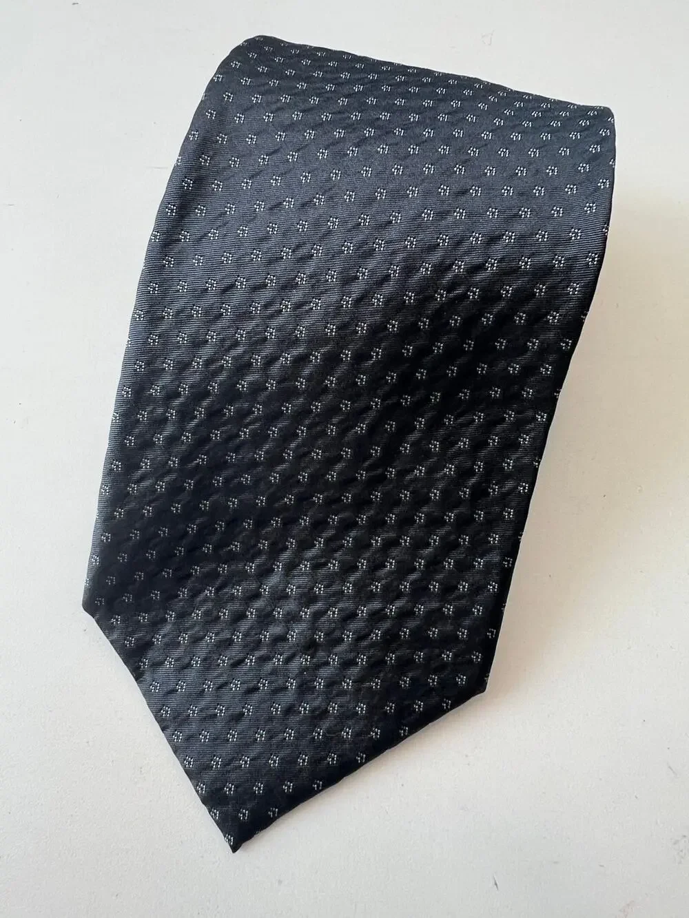 Hickey Freeman Made in USA Silk Men's Neck Tie Steel Blue Silver SG